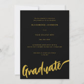 Elegantes Graduate Foto Gold Script Black Ankündigung (Rückseite)