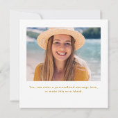 Elegantes Graduate White Script-Foto Mitteilungskarte (Rückseite)