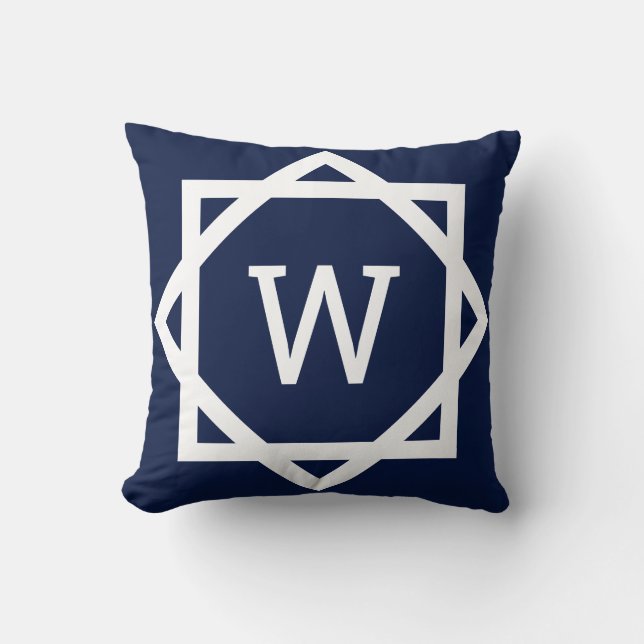 Elegantes Grafik-Rahmen-Monogramm Kissen (Vorderseite)