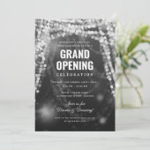 Elegantes Grand Opening Business Silver Lights Einladung (Stehend Vorderseite)