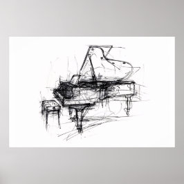 Elegantes Grand Piano Portrait - Premium Poster