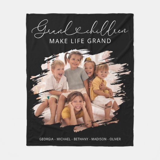 Elegantes Grandeltern Grandchildren Foto Fleecedecke (Vorderseite)