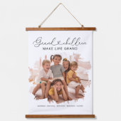 Elegantes Grandeltern Grandchildren Foto Wandteppich Mit Holzrahmen (Vorderseite)
