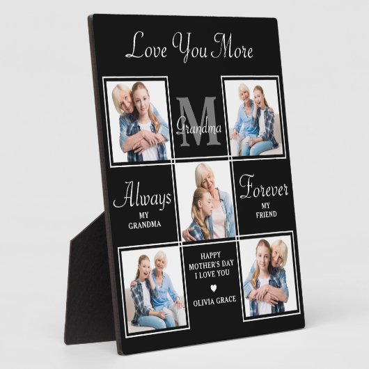 Elegantes GRANDMA 5 Foto Collage Monogram Poem Fotoplatte (Seite)