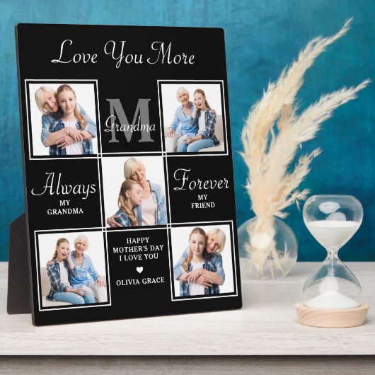 Elegantes GRANDMA 5 Foto Collage Monogram Poem Fotoplatte (Seite)