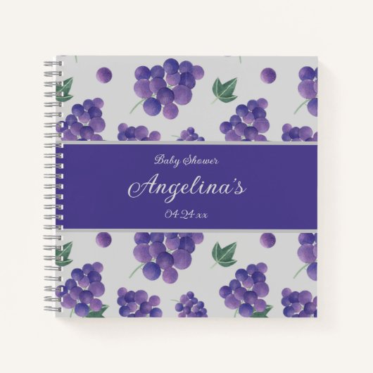 Elegantes Grape Baby Shower Gift List-Notebook Notizblock (Vorderseite)