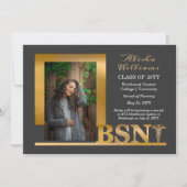 Elegantes Graphit Gold BSN-Abschluss 2026 Ankündigung (Vorderseite)