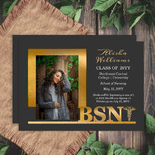 Elegantes Graphit Gold BSN-Abschluss 2026 Ankündigung