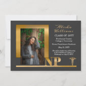 Elegantes Graphit-Gold NP Nurse Practitioner Absch Ankündigung (Vorderseite)