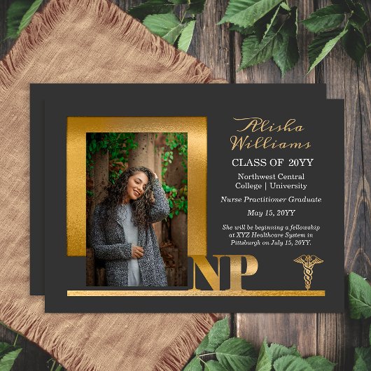 Elegantes Graphit-Gold NP Nurse Practitioner Absch Ankündigung