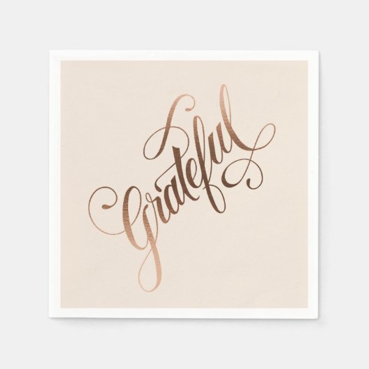 Elegantes Grateful-Script für Erntedank in Imitate Serviette (Vorderseite)