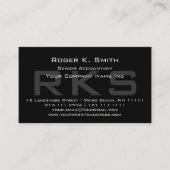 Elegantes Grau auf schwarzem Monogramm-Klassiker Visitenkarte (Vorderseite)