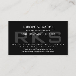 Elegantes Grau auf schwarzem Monogramm-Klassiker Visitenkarte