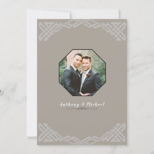 Elegantes Grau auf Taupe Foto Einladung Hochzeit