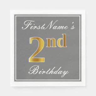 Elegantes Grau, Falschgold 2. Geburtstag + Benutze Serviette