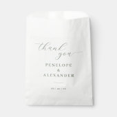 Elegantes Grau Grün Kalligrafie Geschenktütchen (Vorderseite)