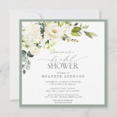 Elegantes, grau-grünes Brautparty Einladung (Vorderseite)