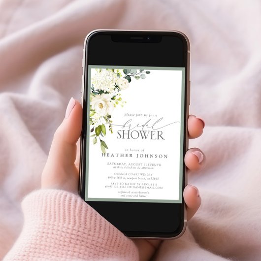 Elegantes, grau-grünes Brautparty Einladung