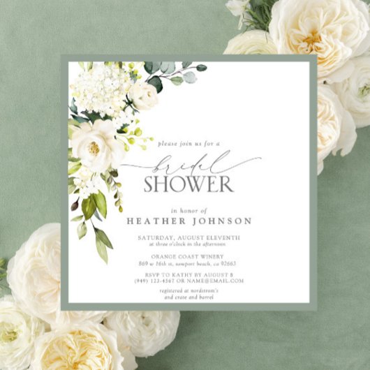 Elegantes, grau-grünes Brautparty Einladung