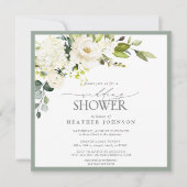 Elegantes, grau-grünes Brautparty Einladung (Vorderseite)