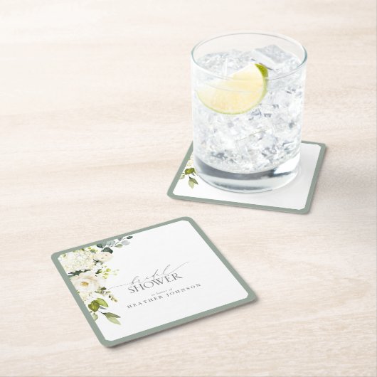 Elegantes, grau-grünes Brautparty Rechteckiger Pappuntersetzer (Vor Ort)