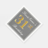 Elegantes Grau, Imitate Gold 31. Geburtstag; Indiv Serviette (Ecke)