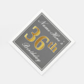 Elegantes Grau, Imitate Gold 36. Geburtstag; Indiv Serviette (Ecke)
