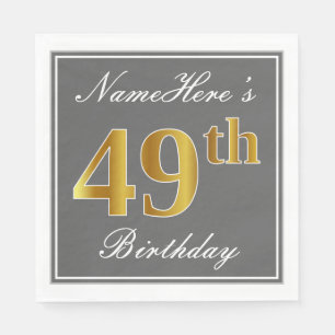Elegantes Grau, Imitate Gold 49. Geburtstag; Indiv Serviette