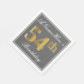 Elegantes Grau, Imitate Gold 54. Geburtstag; Indiv Serviette (Ecke)