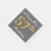 Elegantes Grau, Imitate Gold 57. Geburtstag; Indiv Serviette (Ecke)