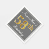 Elegantes Grau, Imitate Gold 58. Geburtstag; Indiv Serviette (Ecke)