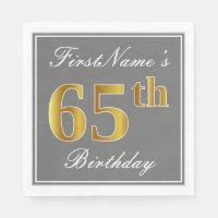 Elegantes Grau, Imitate Gold 65. Geburtstag; Indiv