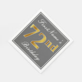Elegantes Grau, Imitate Gold 72. Geburtstag; Indiv Serviette (Ecke)