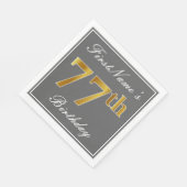 Elegantes Grau, Imitate Gold 77. Geburtstag; Indiv Serviette (Ecke)