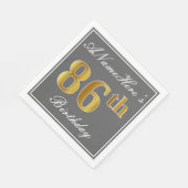 Elegantes Grau, Imitate Gold 86. Geburtstag; Indiv Serviette (Ecke)