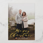 Elegantes, grau Kariertes Foto Folien Feiertagskarte (Vorderseite)