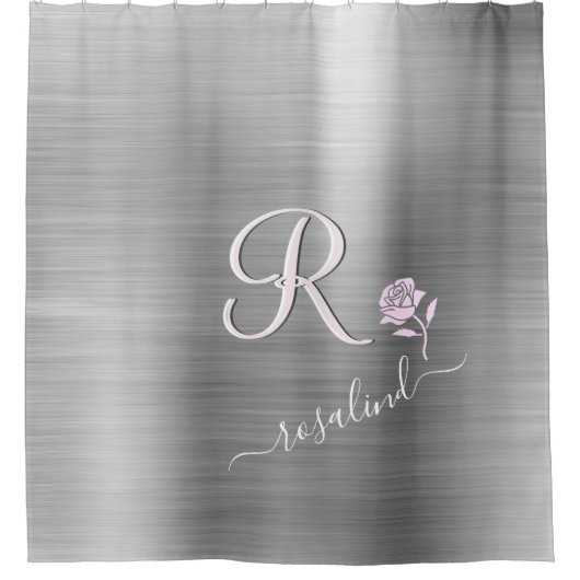 Elegantes Grau mit benutzerdefinierter Monogramm R Duschvorhang (Vorderseite)
