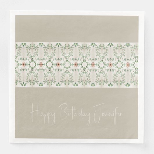 Elegantes Grau mit Blumenmuster Serviette (Vorderseite)