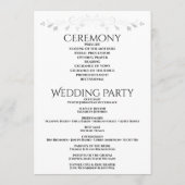 Elegantes Grau mit Silver Blüh Wedding Programm (Rückseite)