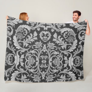Elegantes, grau-monochromes Vintages Muster Fleecedecke