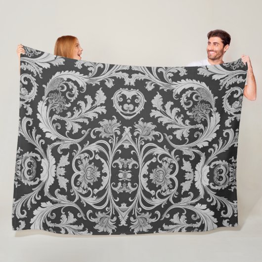 Elegantes, grau-monochromes Vintages Muster Fleecedecke (Beispiel)