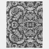 Elegantes, grau-monochromes Vintages Muster Fleecedecke (Vorderseite)