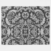 Elegantes, grau-monochromes Vintages Muster Fleecedecke (Vorderseite (Horizontal))