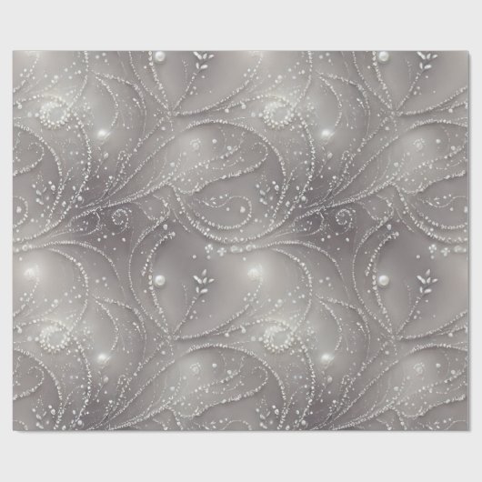 Elegantes Grau, Perlenstrände, Perlen und Licht Geschenkpapier (Flach)