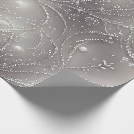 Elegantes Grau, Perlenstrände, Perlen und Licht Geschenkpapier (Ecke)