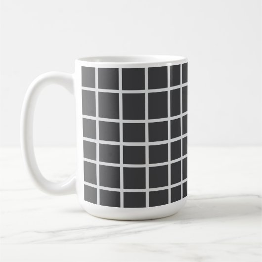 Elegantes Grau Quadratisch Weiß Kaffeetasse (Links)