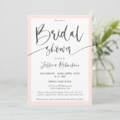 Elegantes, grau-schwarz-rosa-Script-Brautparty Einladung (Stehend Vorderseite)