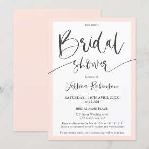 Elegantes, grau-schwarz-rosa-Script-Brautparty Einladung