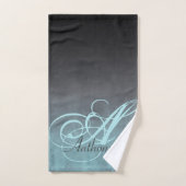 Elegantes Grau Schwarz-Rustikales Monogramm Badhandtuch Set (Handtuch)