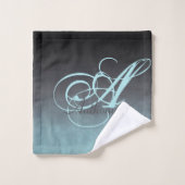 Elegantes Grau Schwarz-Rustikales Monogramm Badhandtuch Set (Waschlappen)